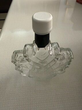 Clear Glass Leaf-Shaped Decorative Bottle - Clear